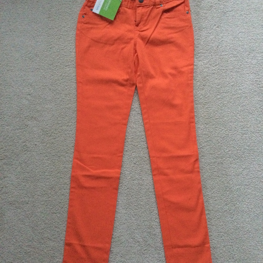 New Garnet Hill Kids girls slimfit orange jeans size 10